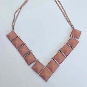 Charming Charlie Peach and Gold Tone V neck necklace